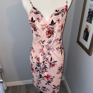 Venus pink floral faux wrap dress